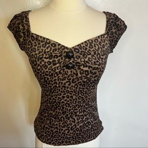 Collectif Leopard Print Pinup Girl Top